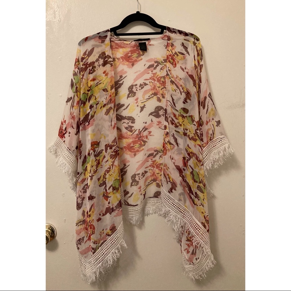 Steve Madden fringe shawl cover up